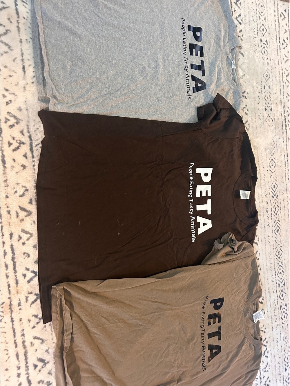 Set of 3 PETA 'People Eating Tasty Animals' Graphic T-Shirts Medium